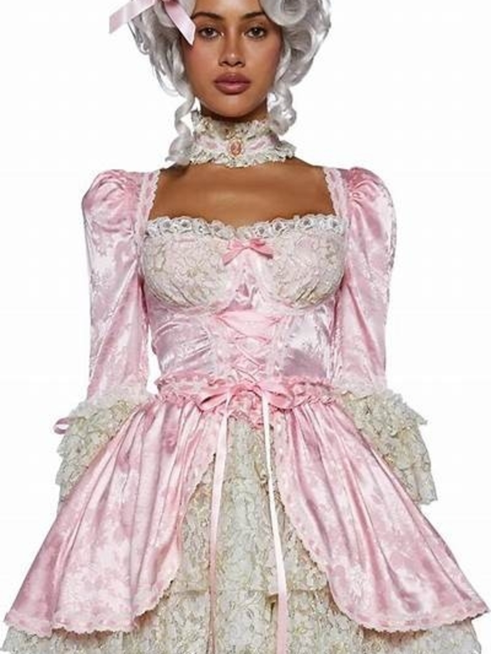 Marie Antoinette Pink Baroque Lace Corset Dress